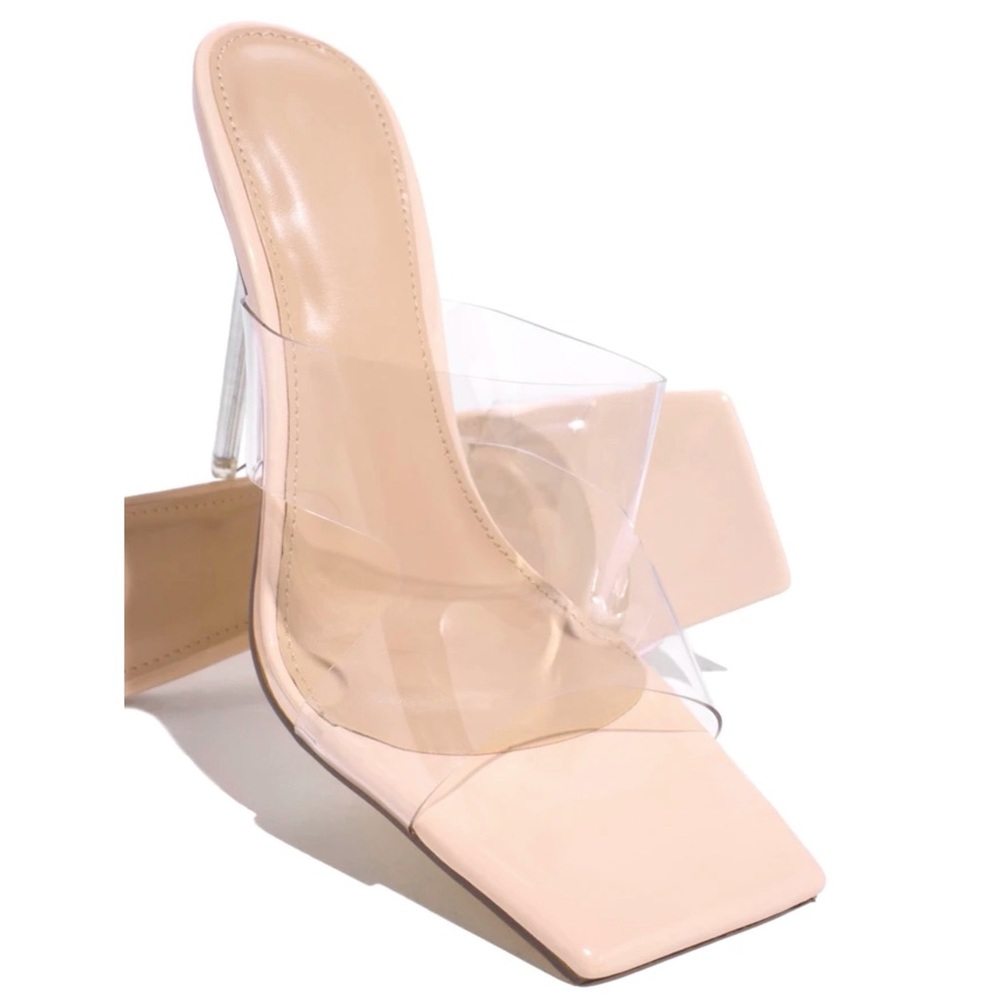 Nude Clear Cutout Band Heels - Picture 4 of 12